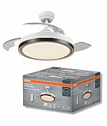 Plafoniera LED cu ventilator Osram Retractable cu Telecomanda, 66W, 4200lm, lumina alba (3000-4000-6500K), IP20, max 6460 m³/h, timer 2h-4h-8h, Alb/Negru