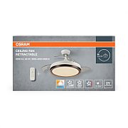 Plafoniera LED cu ventilator Osram Retractable cu Telecomanda, 66W, 4200lm, lumina alba (3000-4000-6500K), IP20, max 6460 m³/h, timer 2h-4h-8h, Alb/Negru