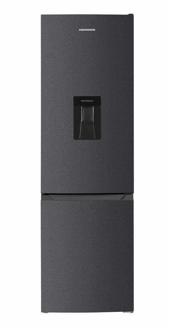 Combina frigorifica Heinner HC-HM260DGWDE++, clasa energetica: E, dozator de apa, capacitate totala: 260L, capacitate frigider: 189L, capacitate congelator: 71L, control electronic cu termostat ajustabil, lumina LED, 3 rafturi sticla frigider, compartiment pentru fructe si legume, 3 sertare
