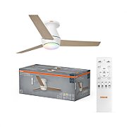 Plafoniera LED CCT cu ventilator Osram Nordes cu Telecomanda, 38W, 1900lm, lumina alba si color (3000-6500K), dimabila, IP20, max 5580 m³/h, timer 1h-4h-8h Lemn